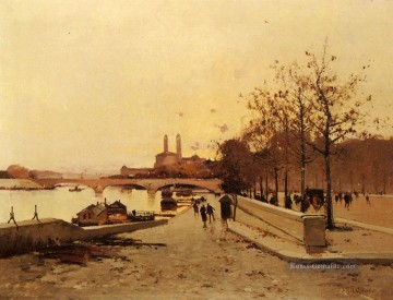  Seine Kunst - Pont Sue La Seine Avec Une Vue Sur L Ancien Trocadero Pariser Guaschgemälde Eugene Galien Laloue